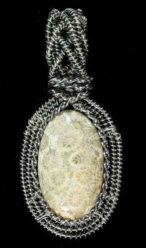 Million Year Old Fossil Coral Pendant - Sterling Silver #48820